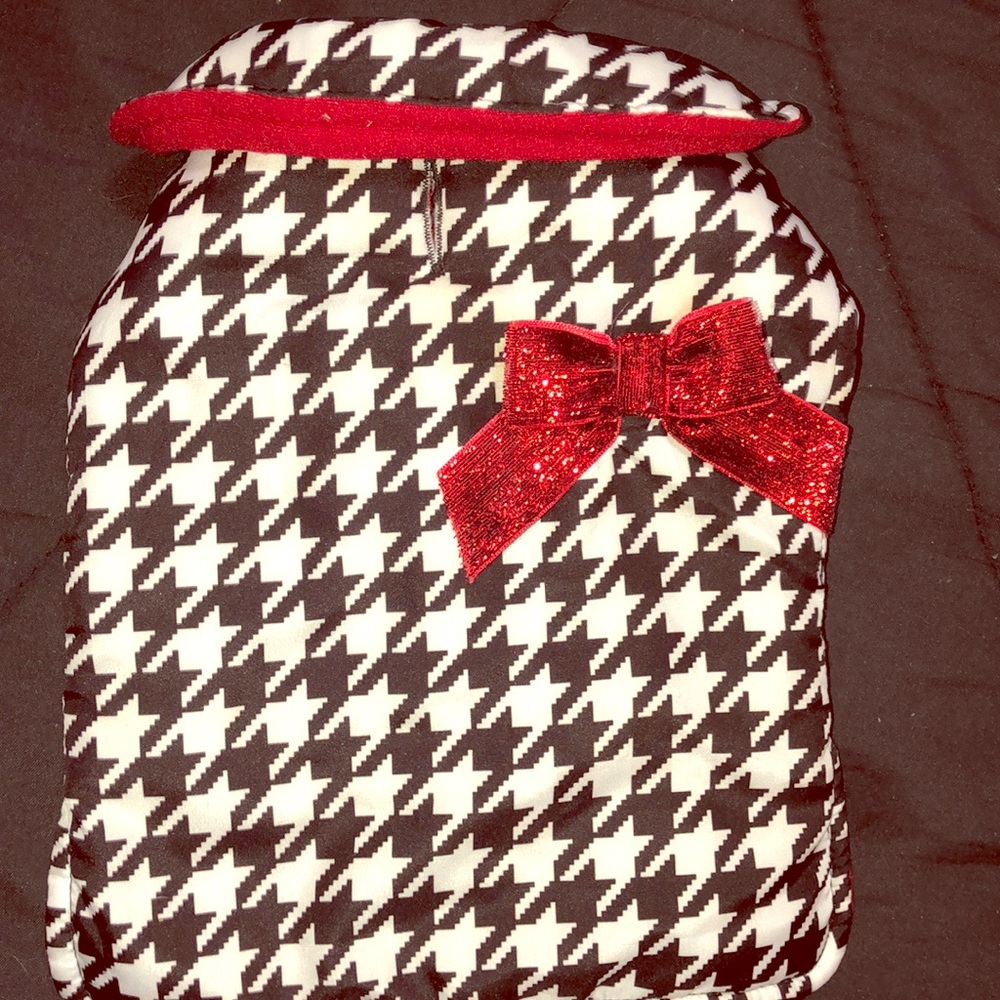 Checkered bow dog outfit